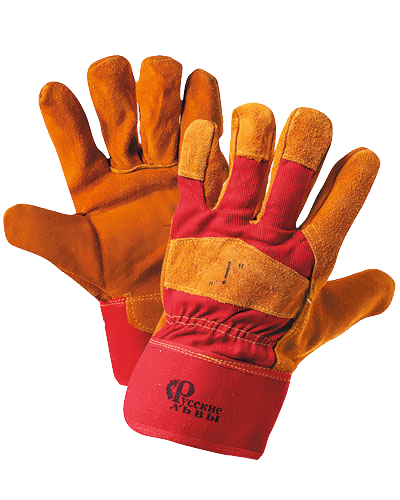 картинка Перчатки спилковые комбинированные желтые с красным (тип РУССКИЕ ЛЬВЫ) от магазина ТД Спецодежда-Эталон