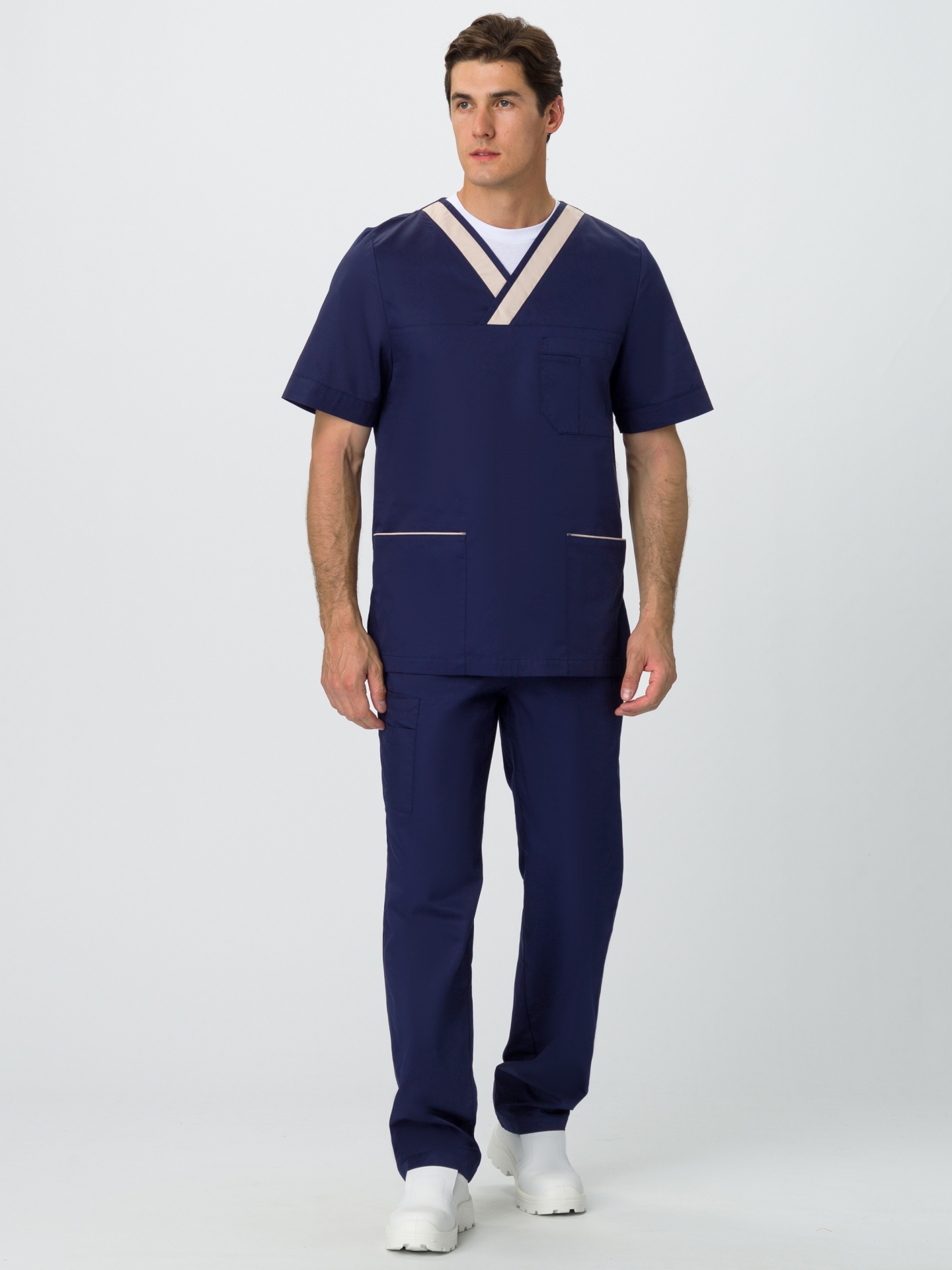 картинка Костюм мужской Симпл-001 (тк.Смесовая,120) MedLine, т.синий/бежевый магазин ТД Спецодежда-Эталон являющийся официальным дистрибьютором в России 